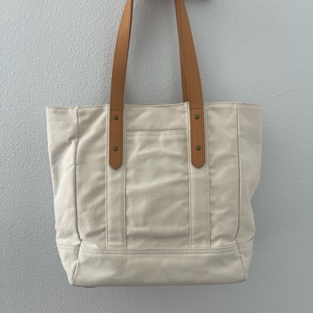 Tecovas Cream Canvas Tote with Tan Leather Straps - Picture 2 of 7